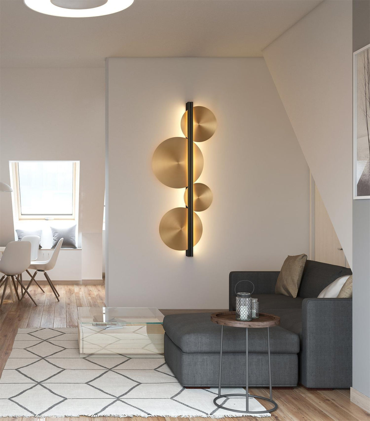 Oriivise wandlamp Goud Cirkelvormige Sculpturale