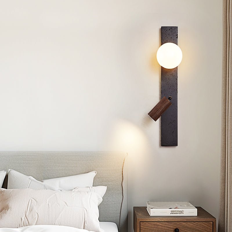 Nirv Balk Zwart Travertin modern Wandlamp