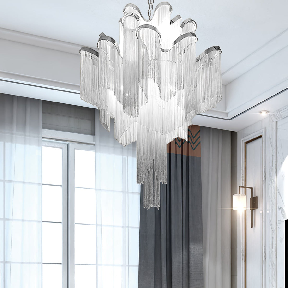 Lustra hanglamp Stream ketting nikkel