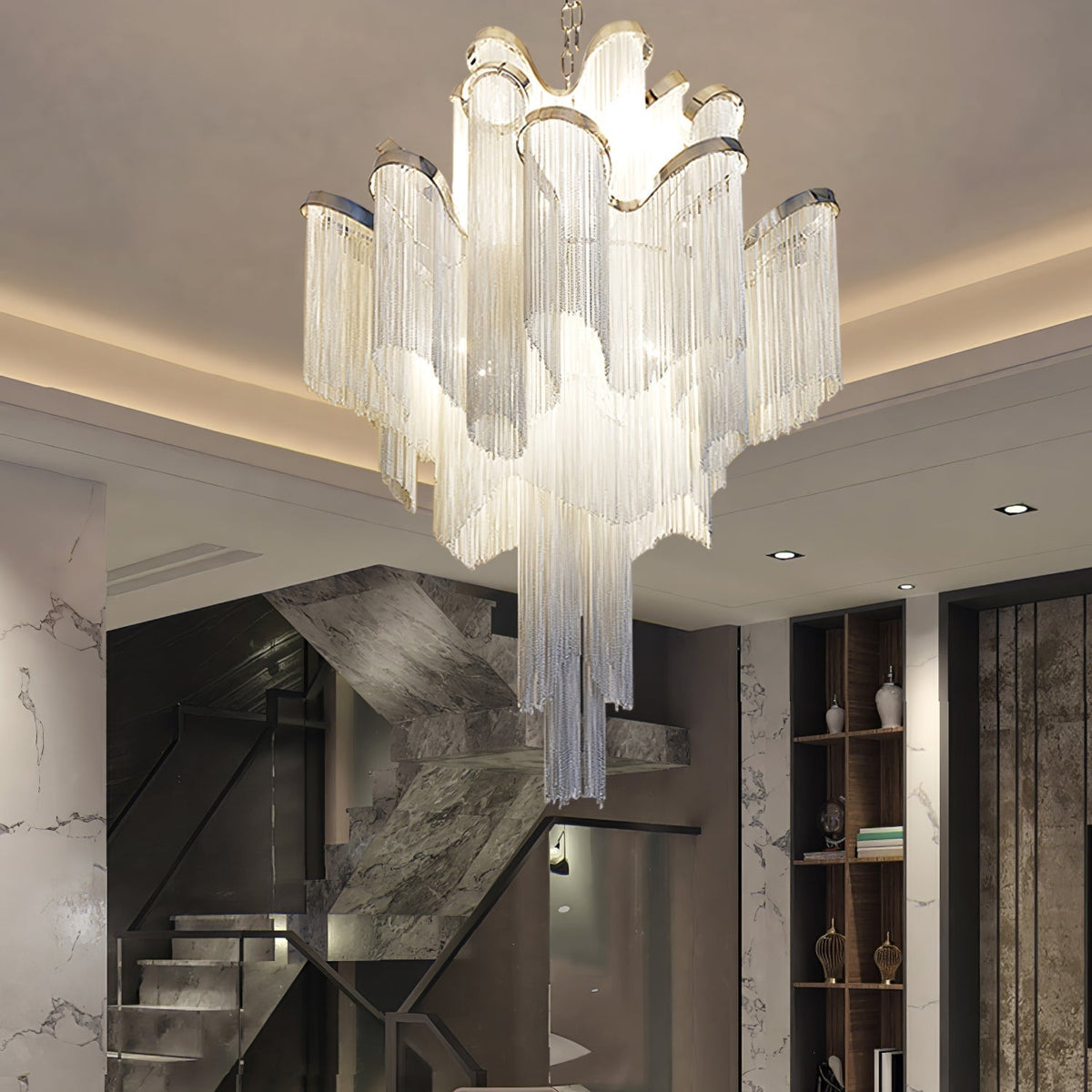 Lustra hanglamp Stream ketting nikkel
