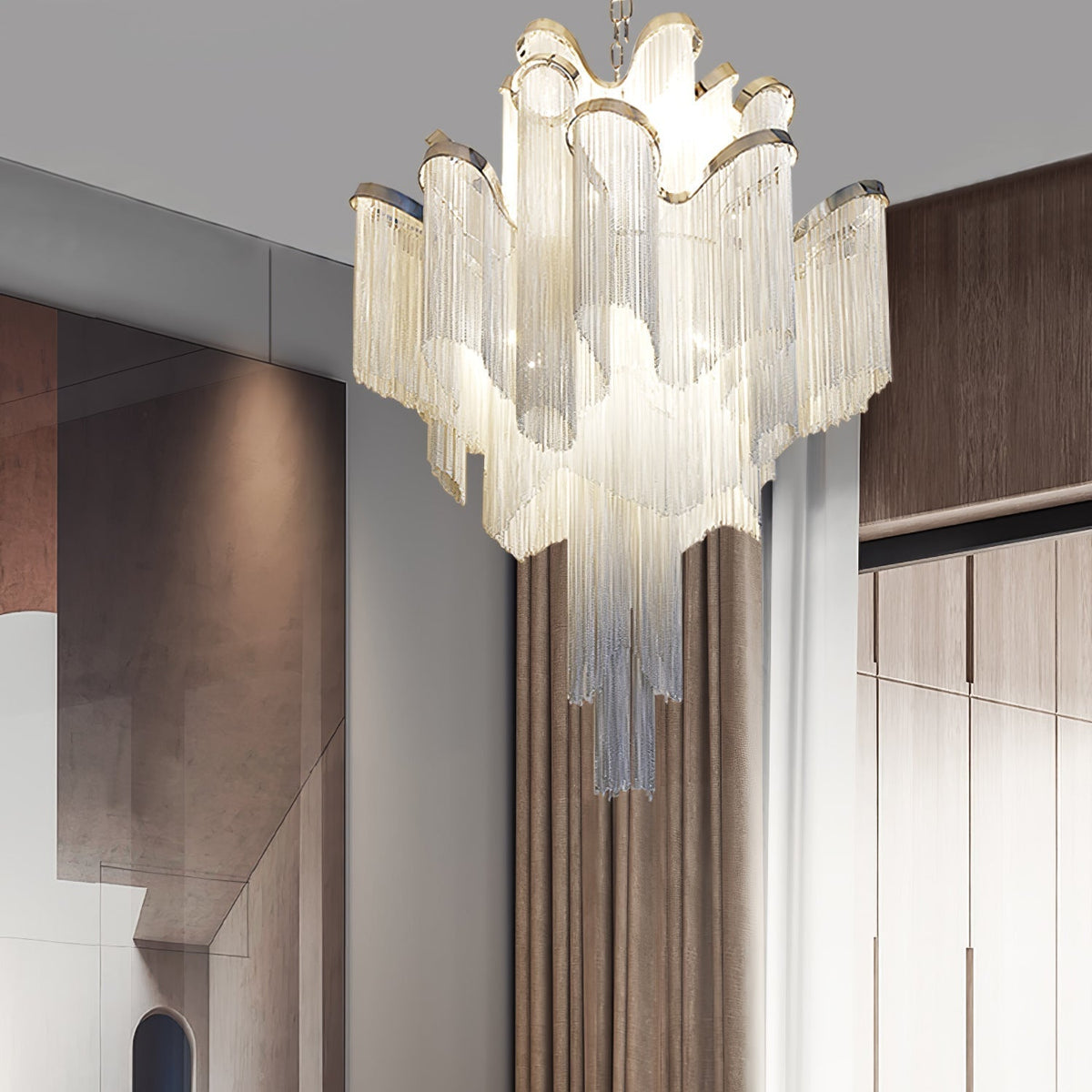 Lustra hanglamp Stream ketting nikkel
