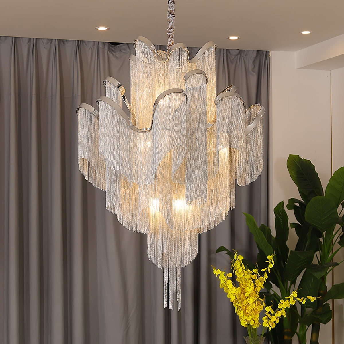 Lustra hanglamp Stream ketting nikkel