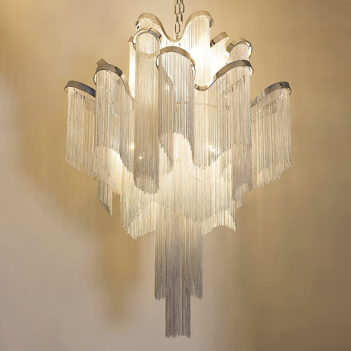 Lustra hanglamp Stream ketting nikkel