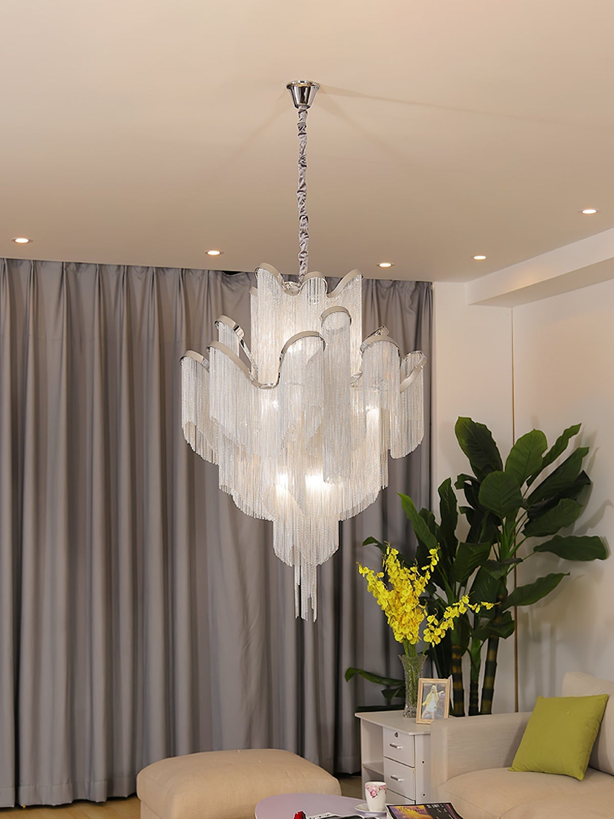Lustra hanglamp Stream ketting nikkel