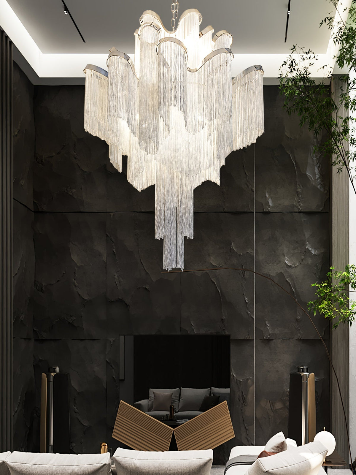 Lustra hanglamp Stream ketting nikkel