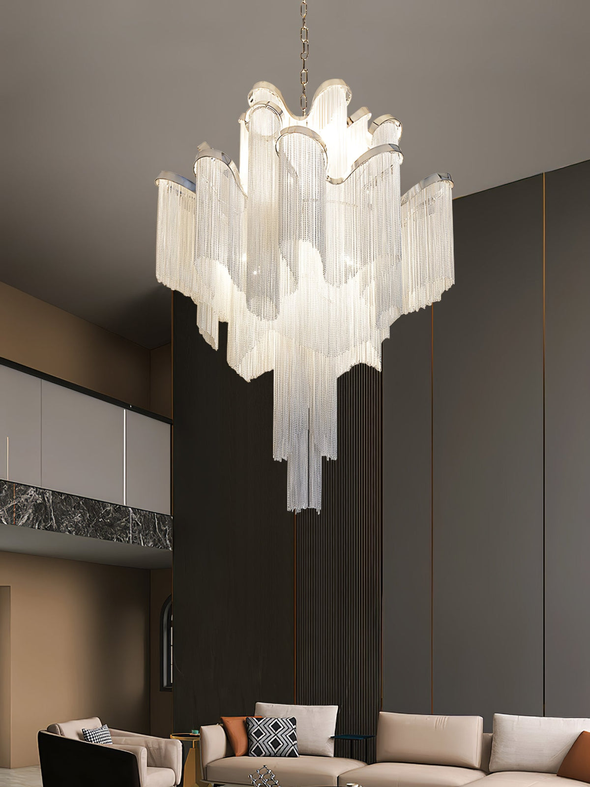 Lustra hanglamp Stream ketting nikkel