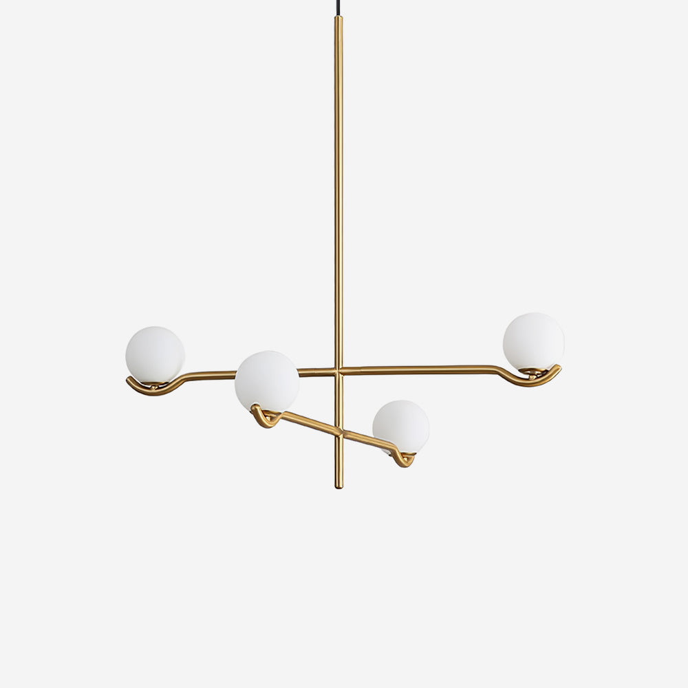 Elvian Kroonluchter Witte bollen messing Minimalistisch