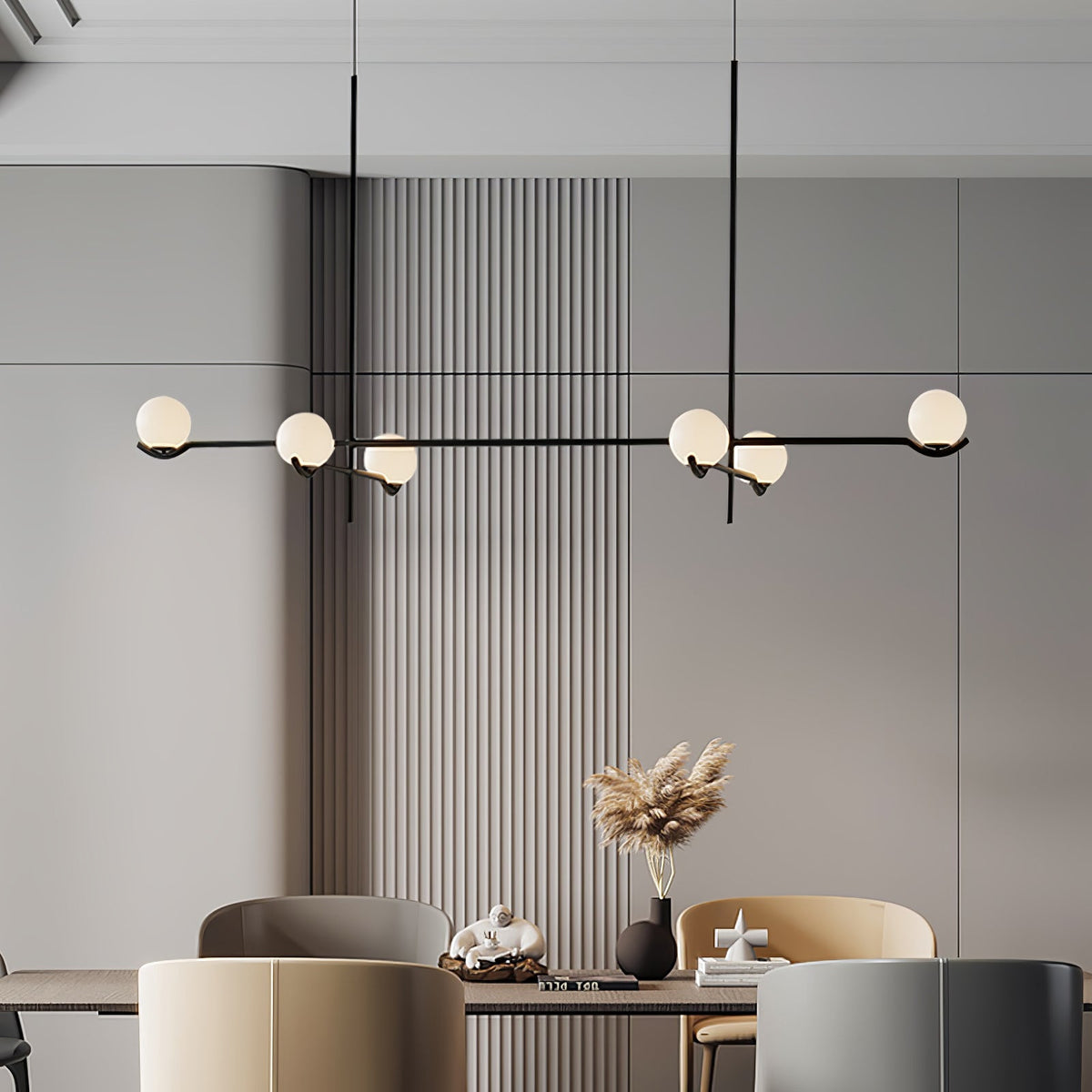 Elvian Kroonluchter Witte bollen messing Minimalistisch