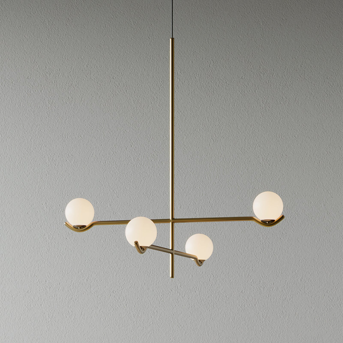 Elvian Kroonluchter Witte bollen messing Minimalistisch