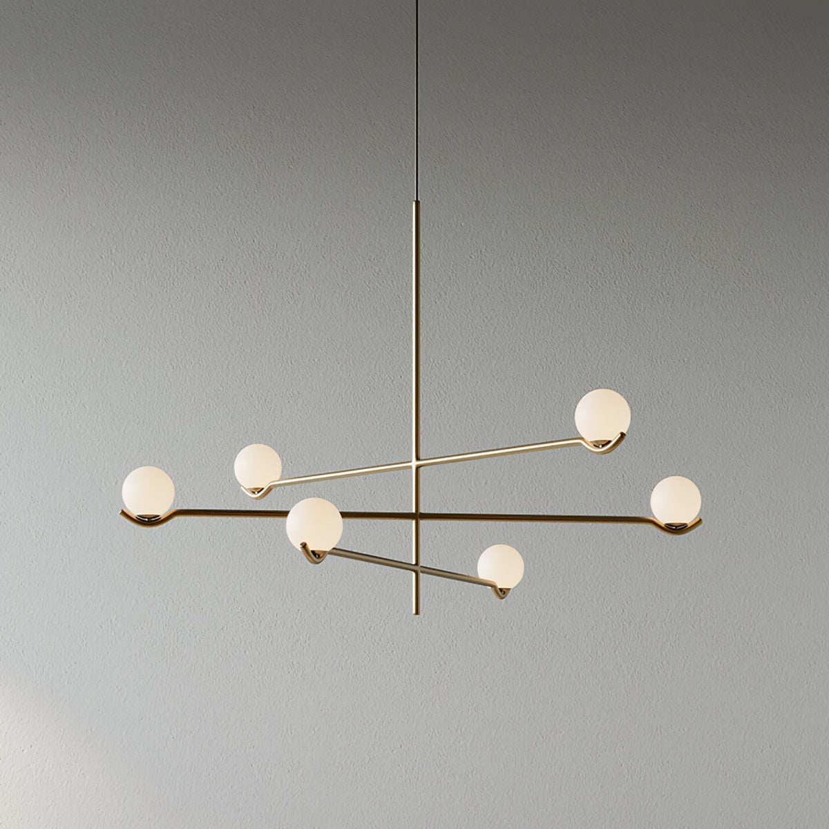 Elvian Kroonluchter Witte bollen messing Minimalistisch