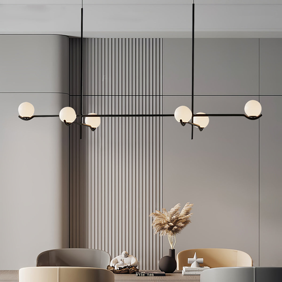 Elvian Kroonluchter Witte bollen messing Minimalistisch