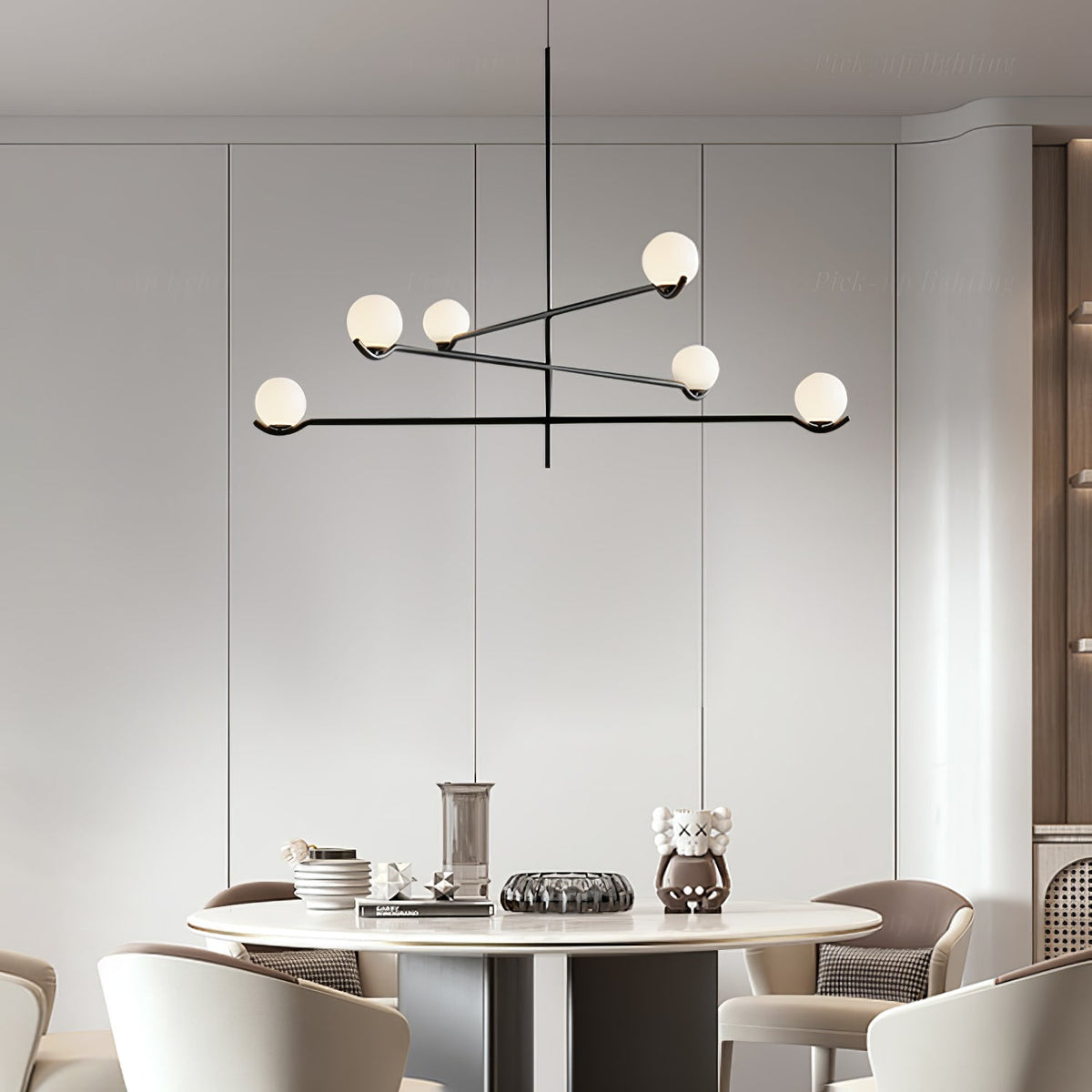 Elvian Kroonluchter Witte bollen messing Minimalistisch
