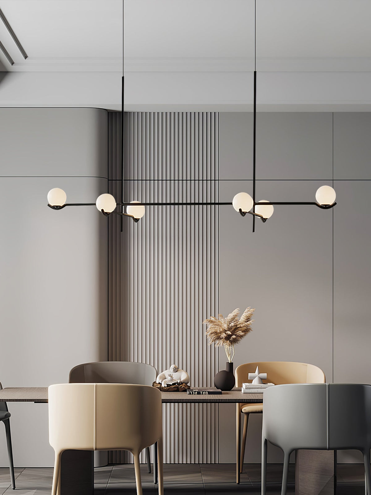Elvian Kroonluchter Witte bollen messing Minimalistisch