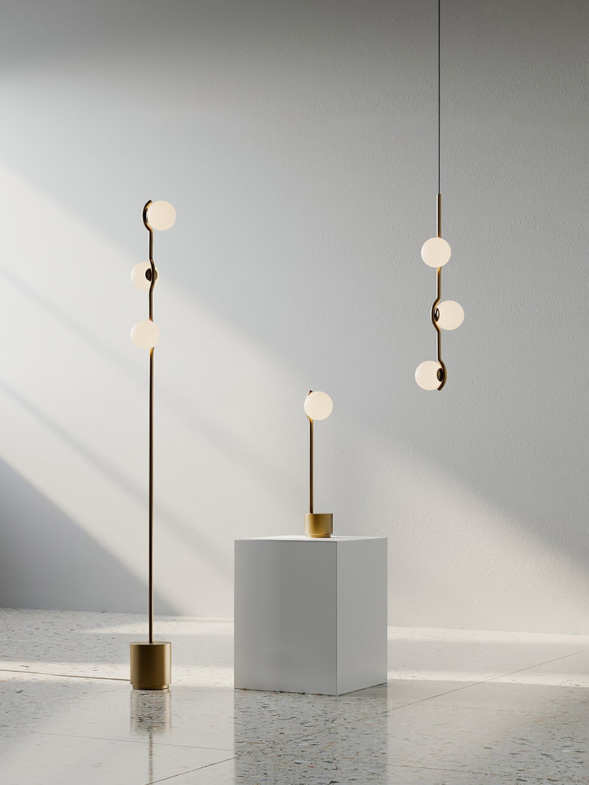 Elvian Kroonluchter Witte bollen messing Minimalistisch