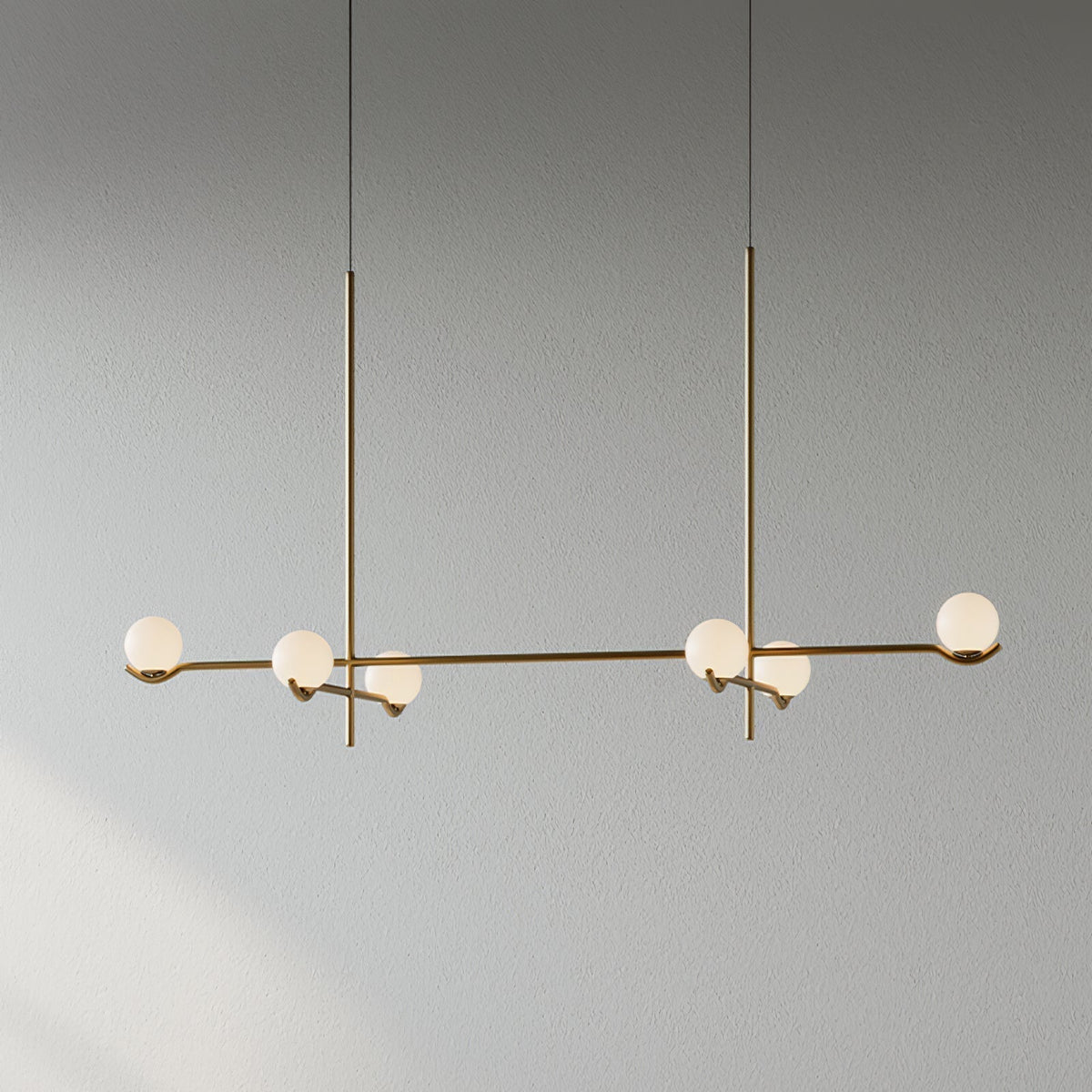 Elvian Kroonluchter Witte bollen messing Minimalistisch