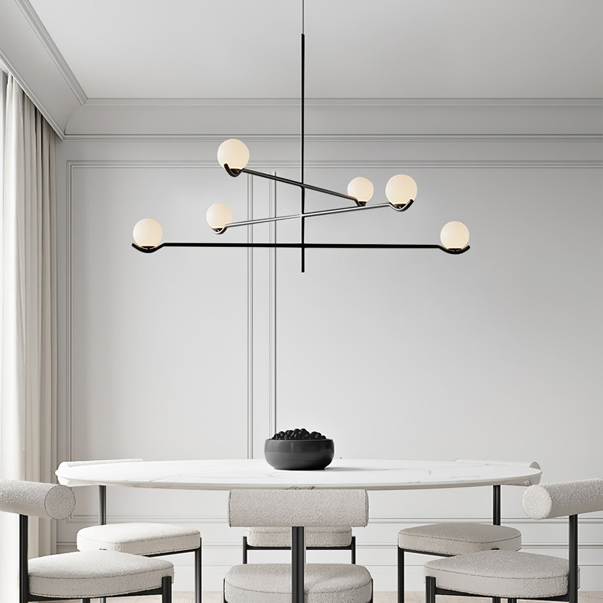Elvian Kroonluchter Witte bollen messing Minimalistisch