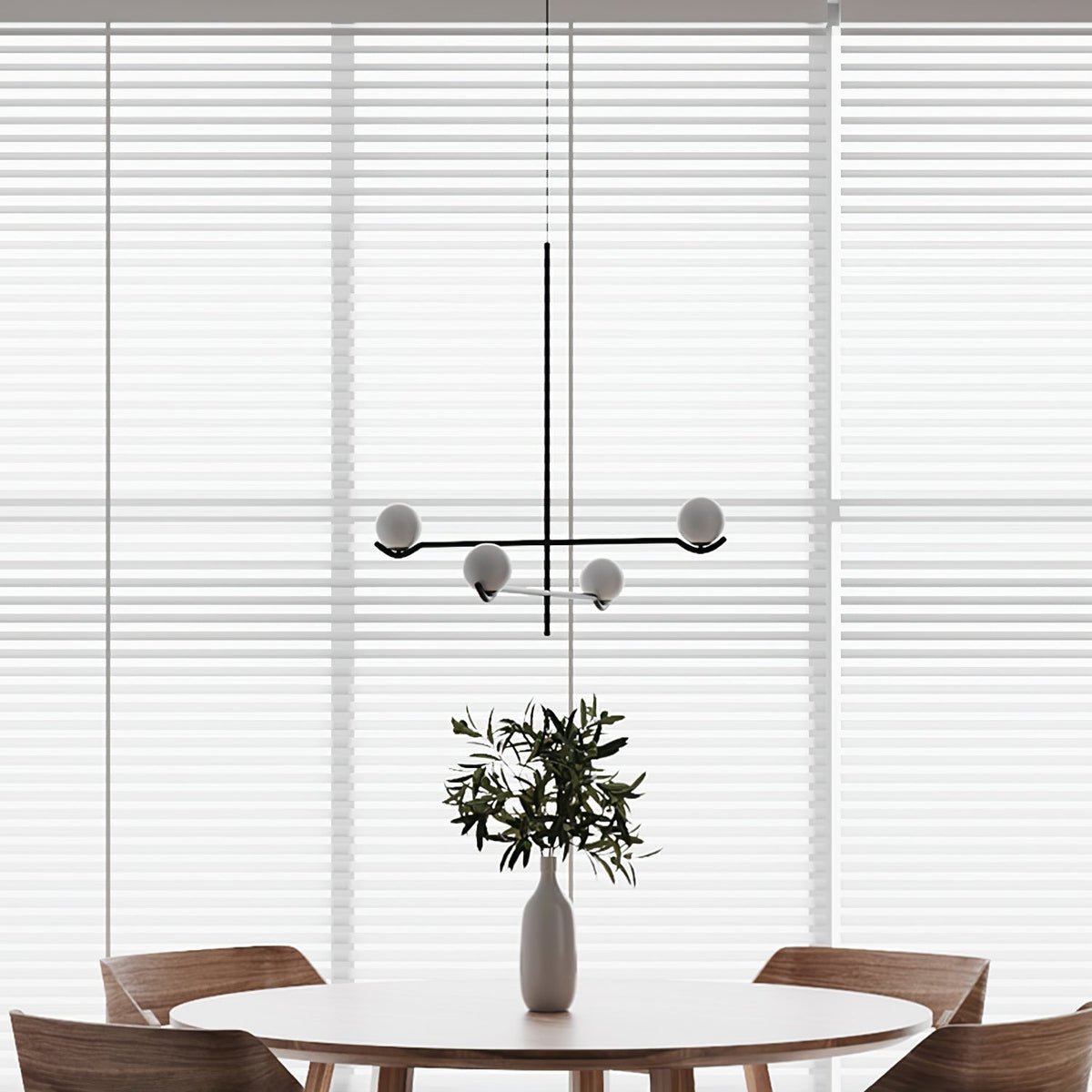 Elvian Kroonluchter Witte bollen messing Minimalistisch