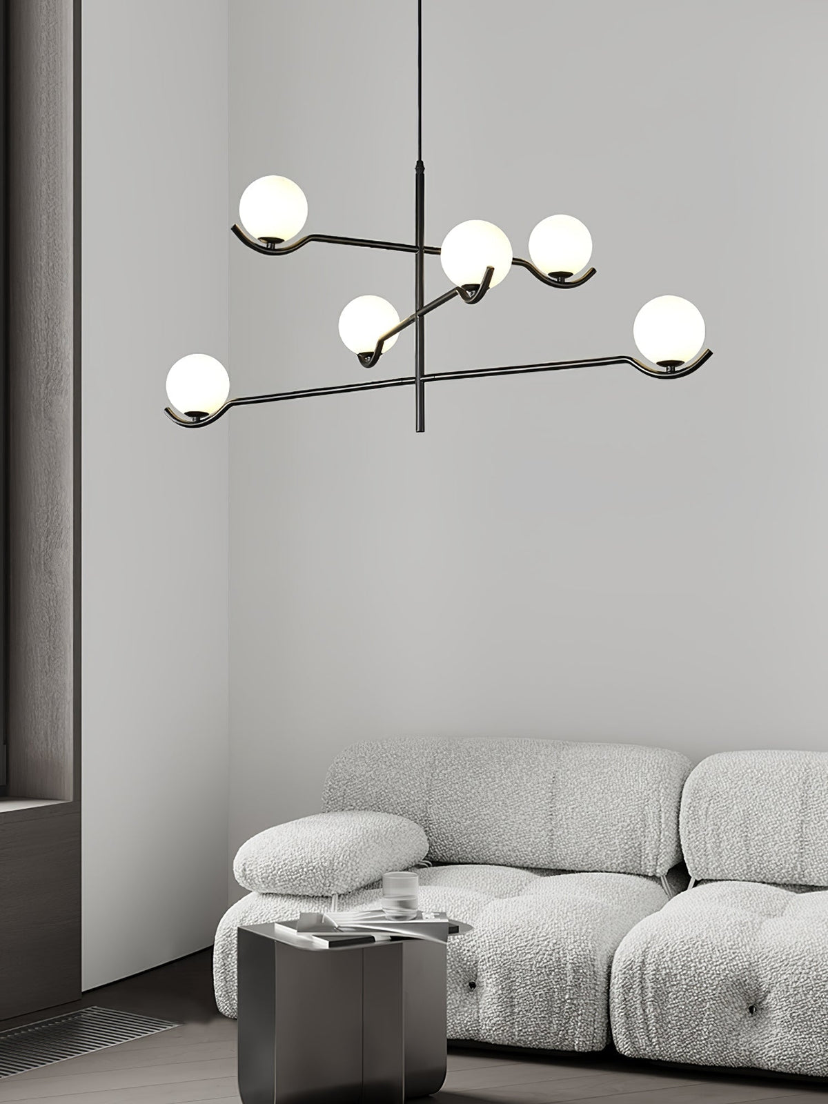 Elvian Kroonluchter Witte bollen messing Minimalistisch