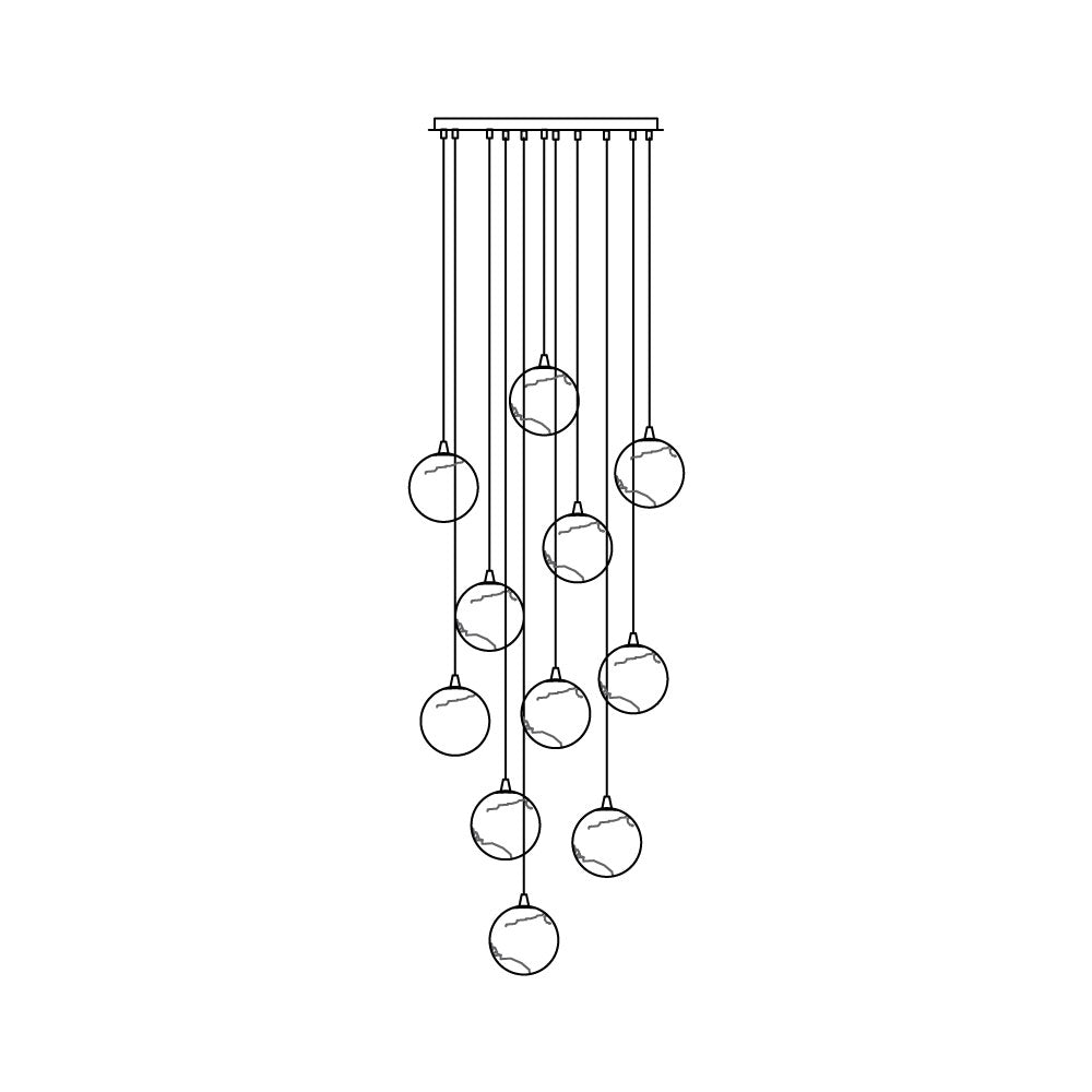 Sultana kroonluchter albast Cluster Orb Cascade