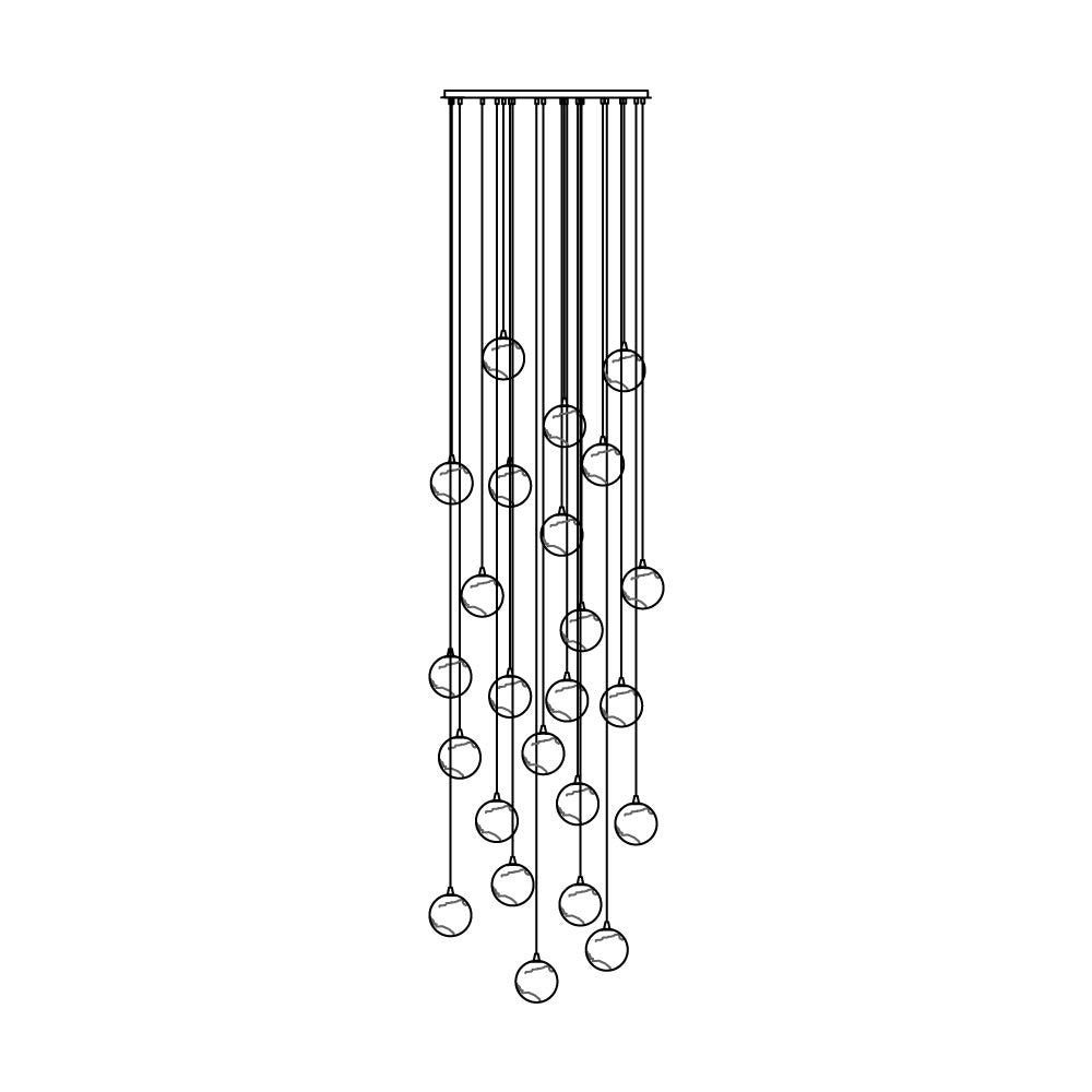 Sultana kroonluchter albast Cluster Orb Cascade