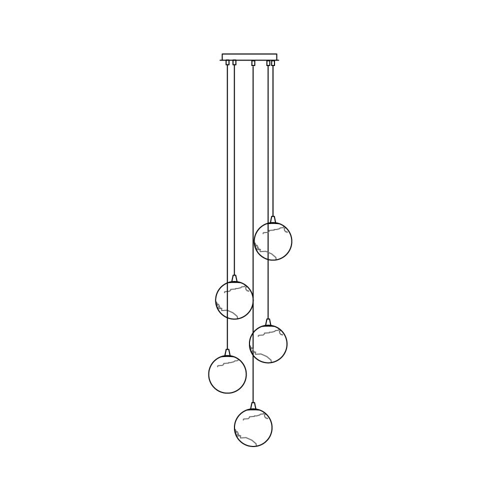 Sultana kroonluchter albast Cluster Orb Cascade