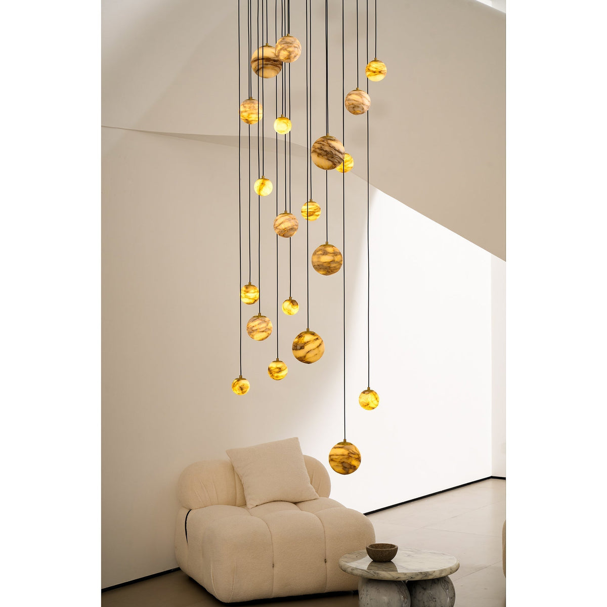 Sultana kroonluchter albast Cluster Orb Cascade