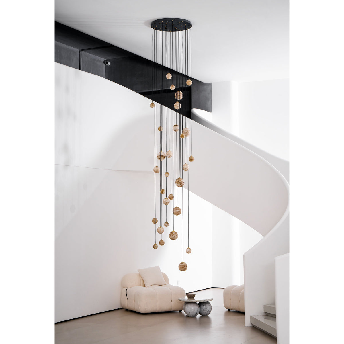 Sultana kroonluchter albast Cluster Orb Cascade