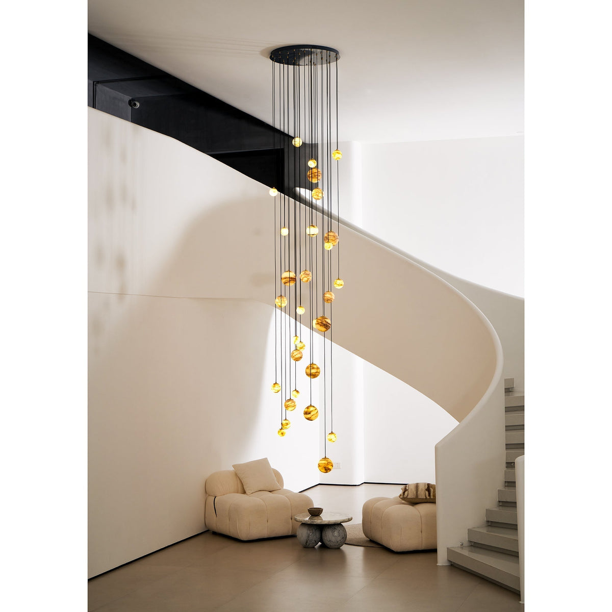Sultana kroonluchter albast Cluster Orb Cascade