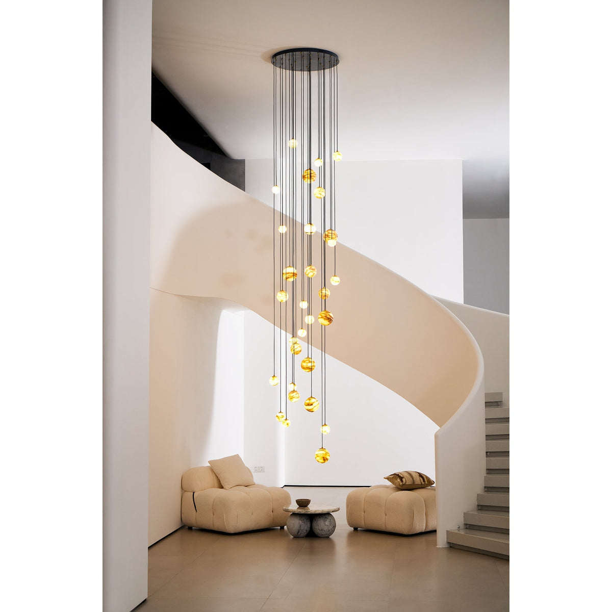 Sultana kroonluchter albast Cluster Orb Cascade