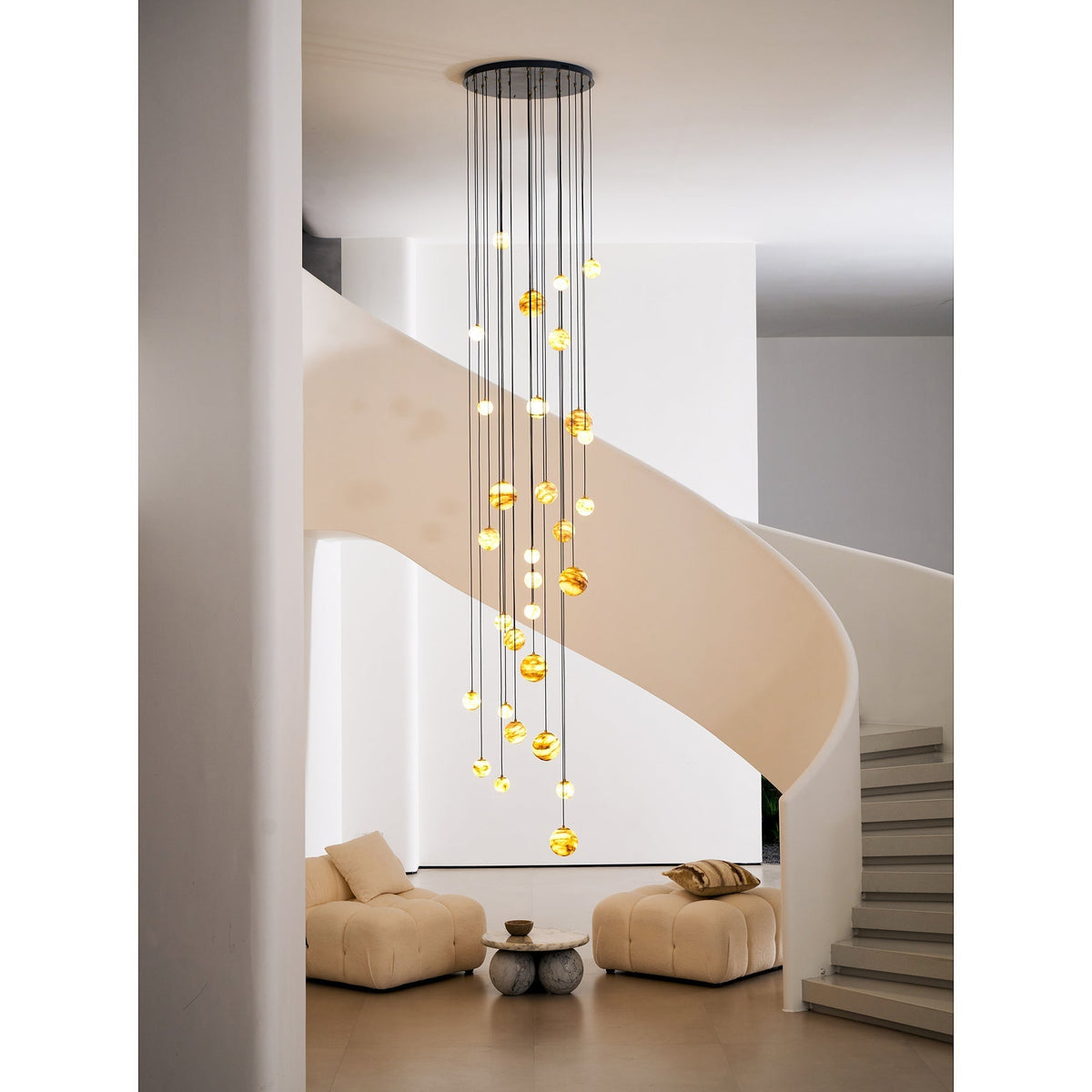 Sultana kroonluchter albast Cluster Orb Cascade