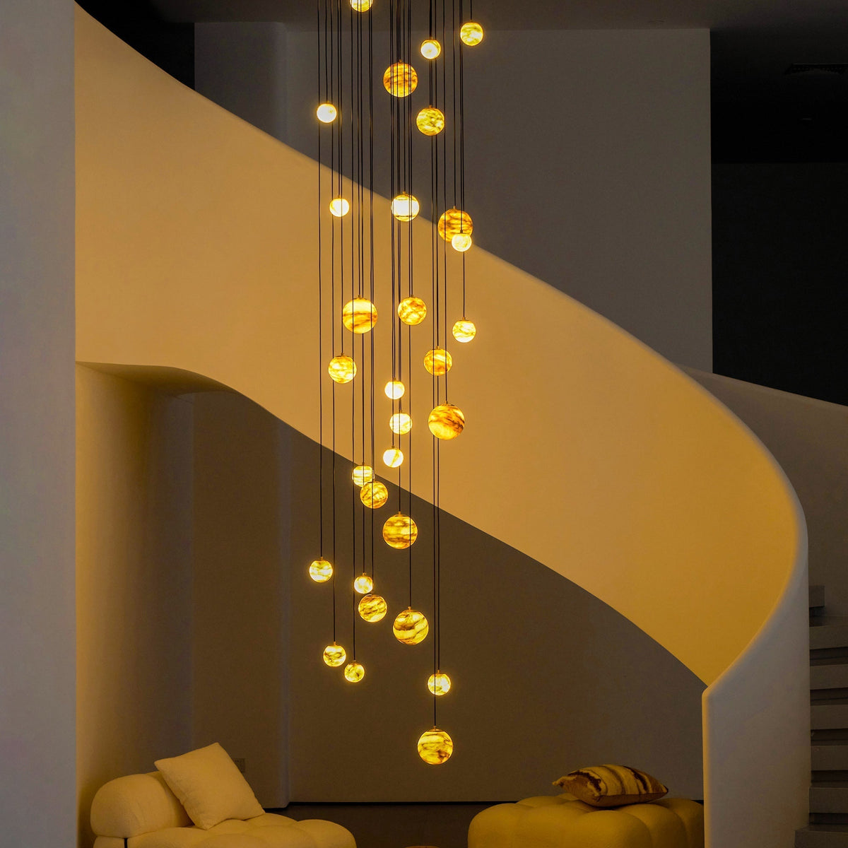 Sultana kroonluchter albast Cluster Orb Cascade