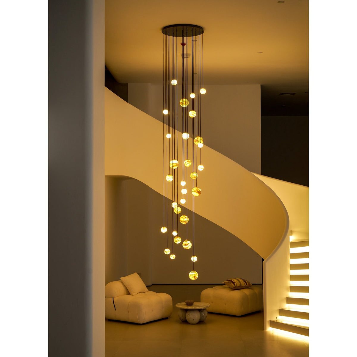 Sultana kroonluchter albast Cluster Orb Cascade