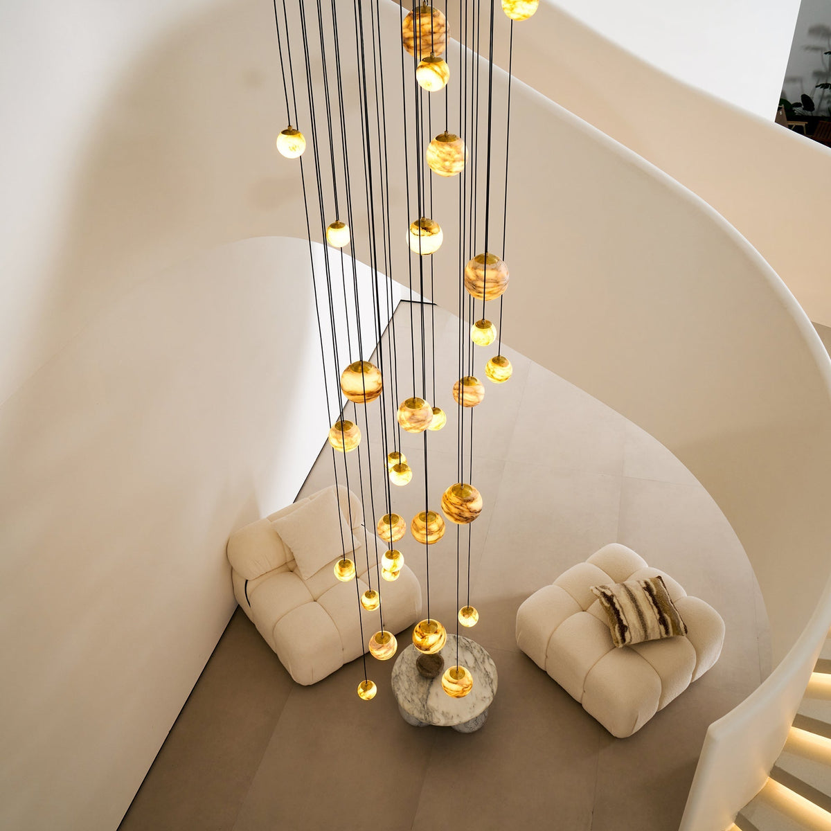 Sultana kroonluchter albast Cluster Orb Cascade