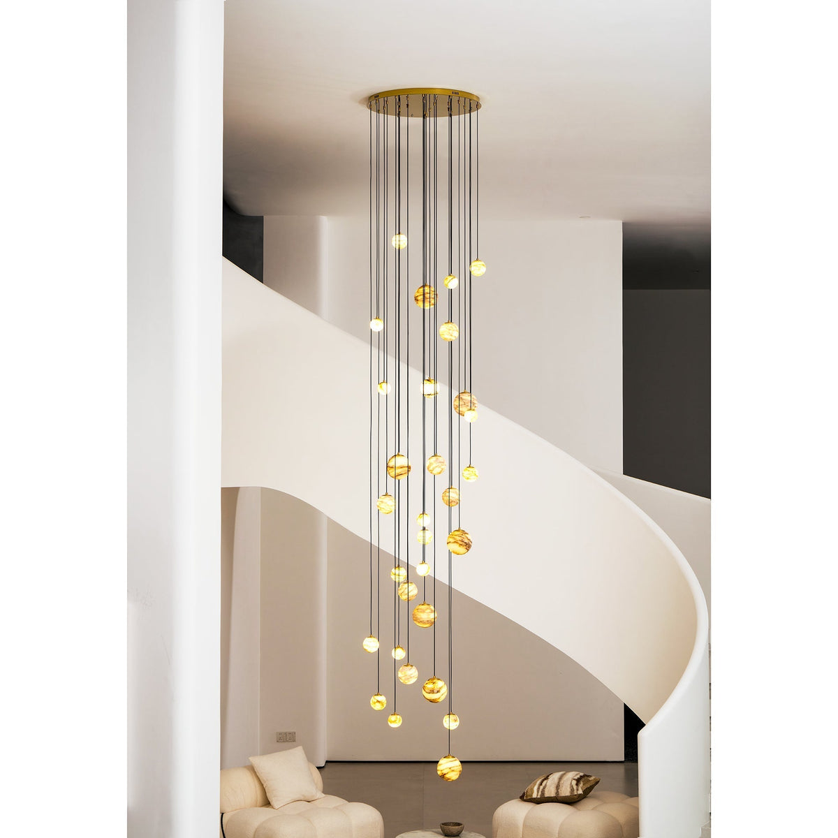 Sultana kroonluchter albast Cluster Orb Cascade