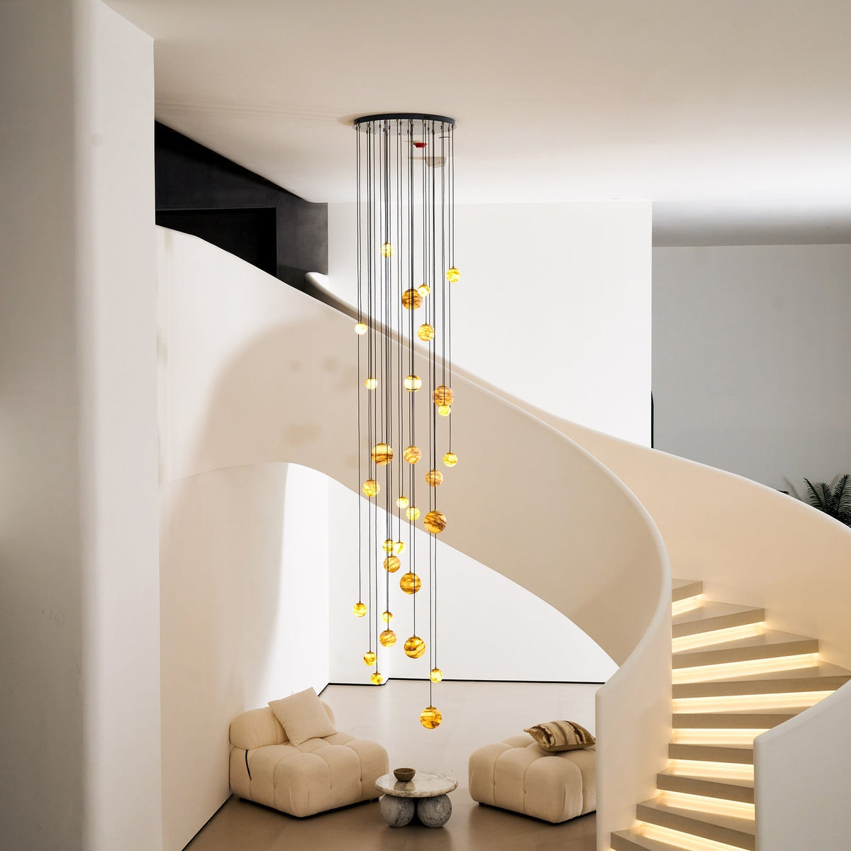 Sultana kroonluchter albast Cluster Orb Cascade