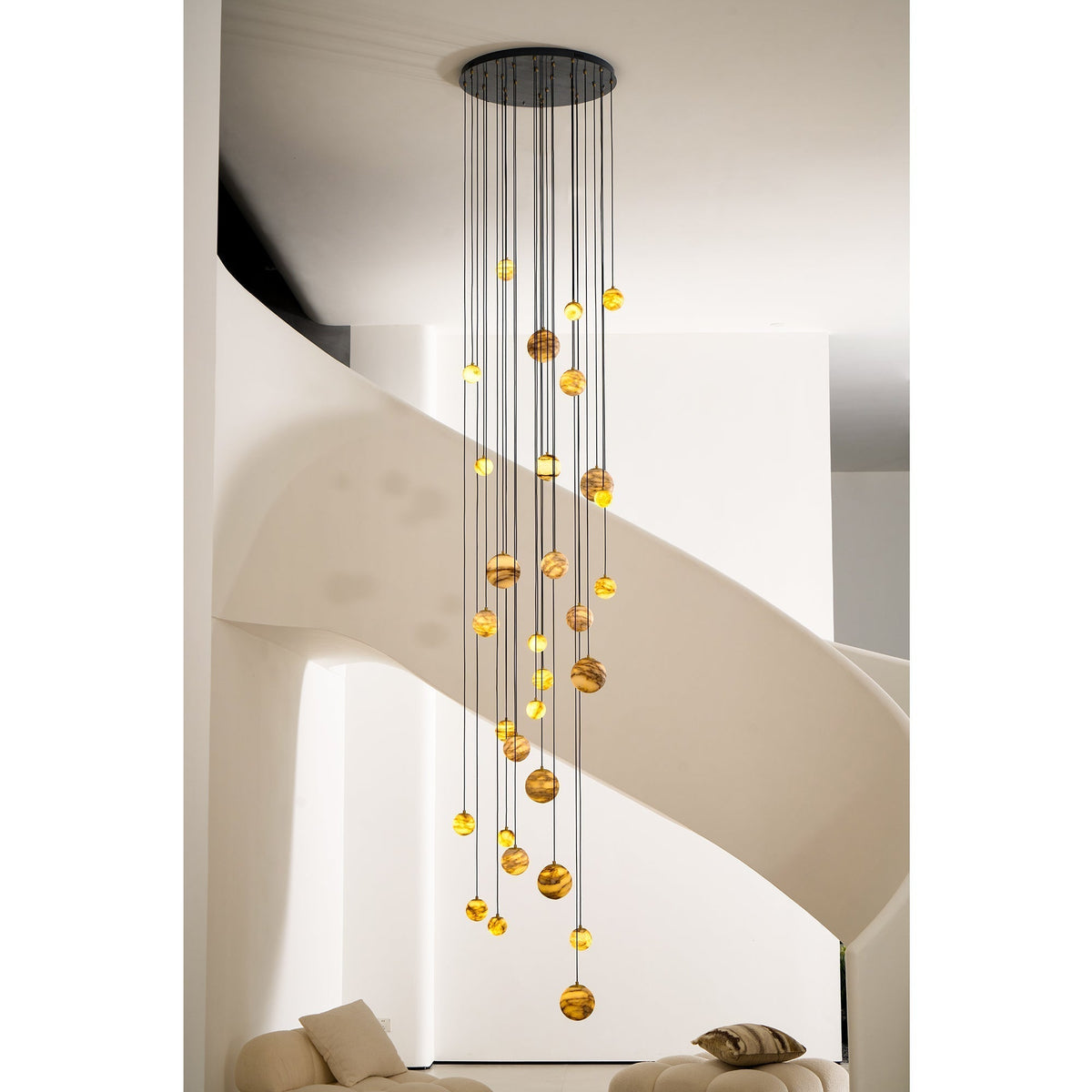 Sultana kroonluchter albast Cluster Orb Cascade