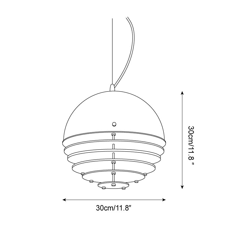 Moderne hanglamp met gelaagde kap en zachte glo, voor eetkamer