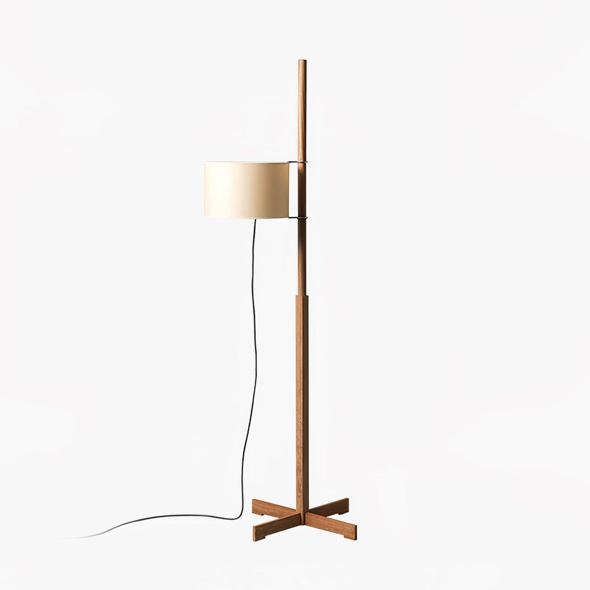 Vindis vloerlamp met houten kap en textiel