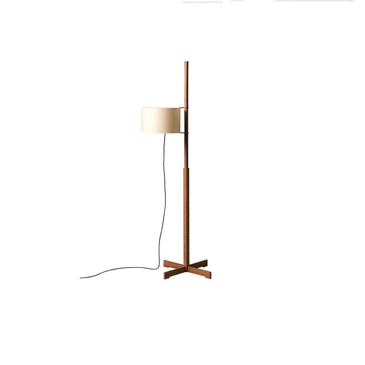 Vindis vloerlamp met houten kap en textiel
