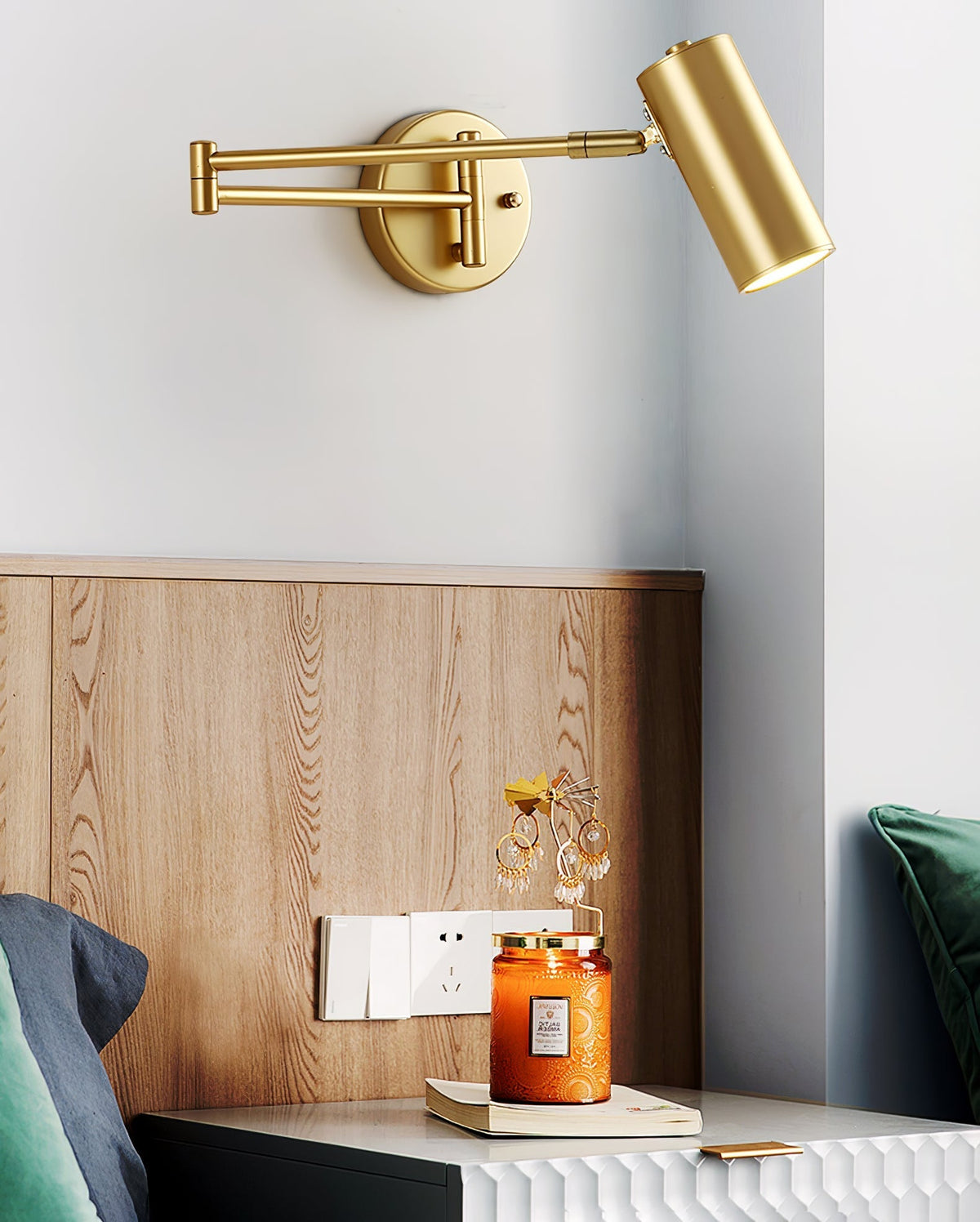 Auraelle wandlamp messing Schuifarm Verstelbaar