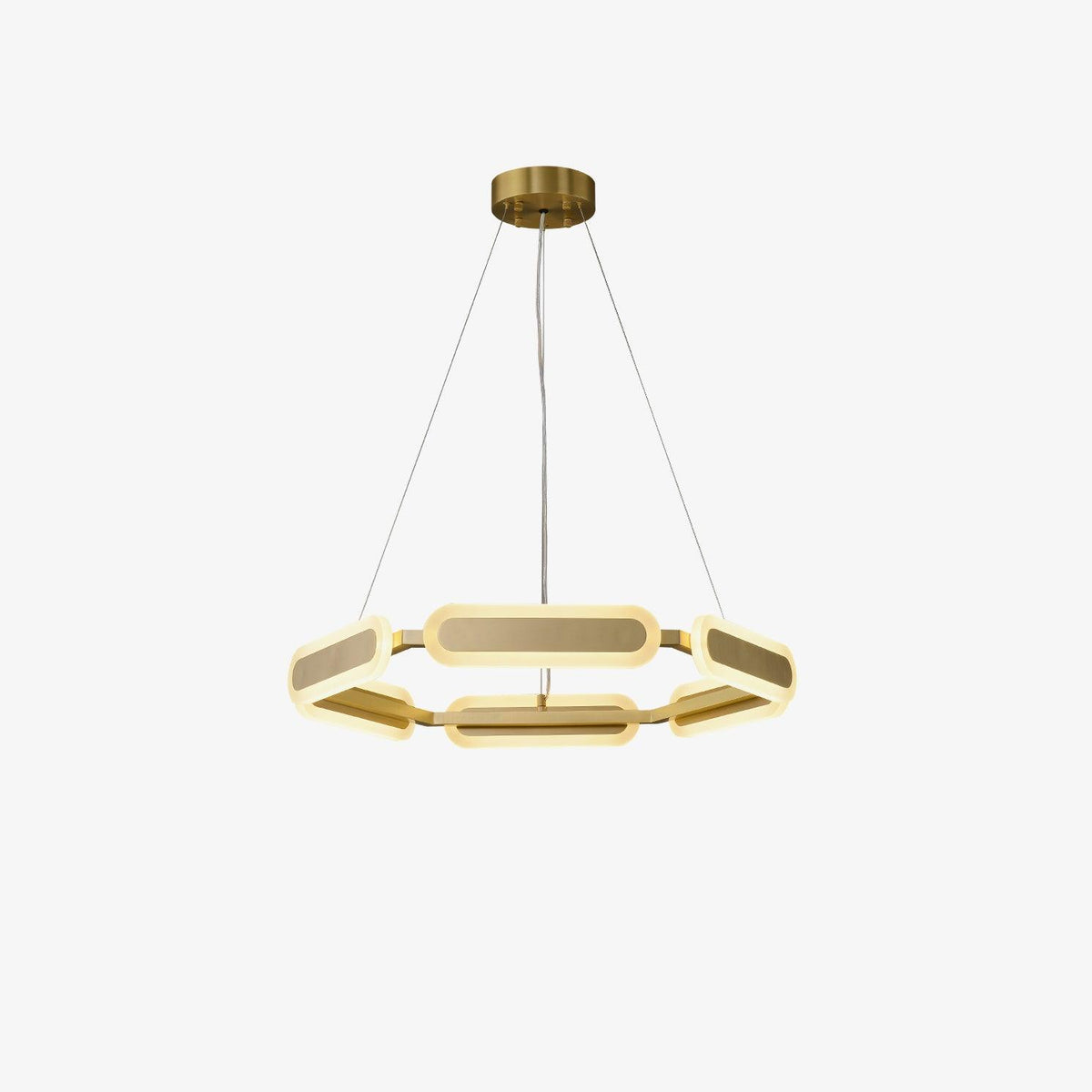 Din kroonluchter met geometrische messing ring