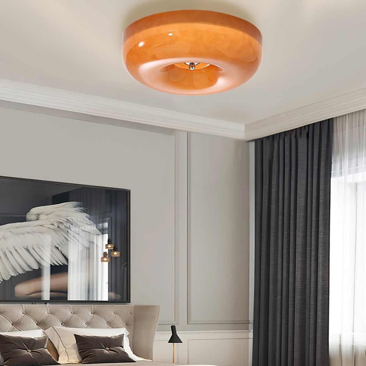 Cam Moderne plafondlamp van glas met minimalistisch swirl-ontwerp