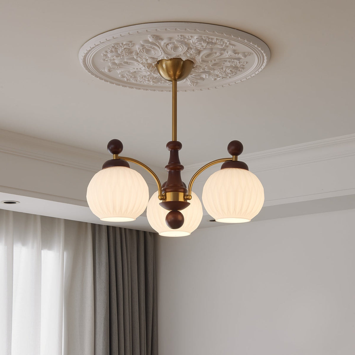 Vedoror Traditionele Klassieke Orb Houten glas Kroonluchter