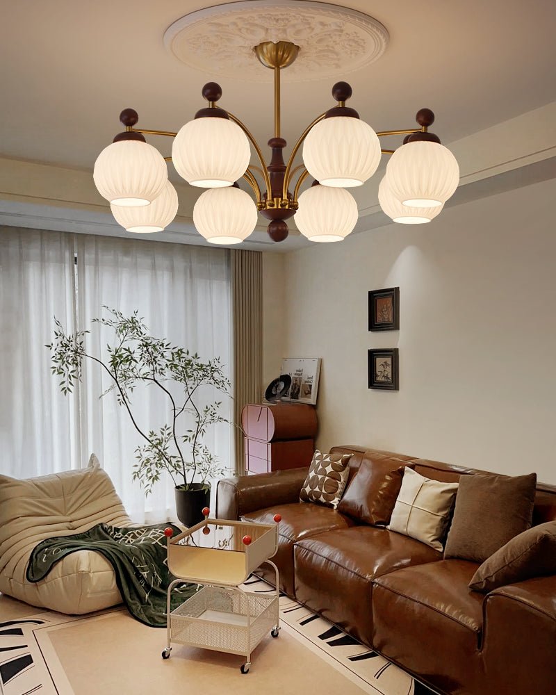 Vedoror Traditionele Klassieke Orb Houten glas Kroonluchter