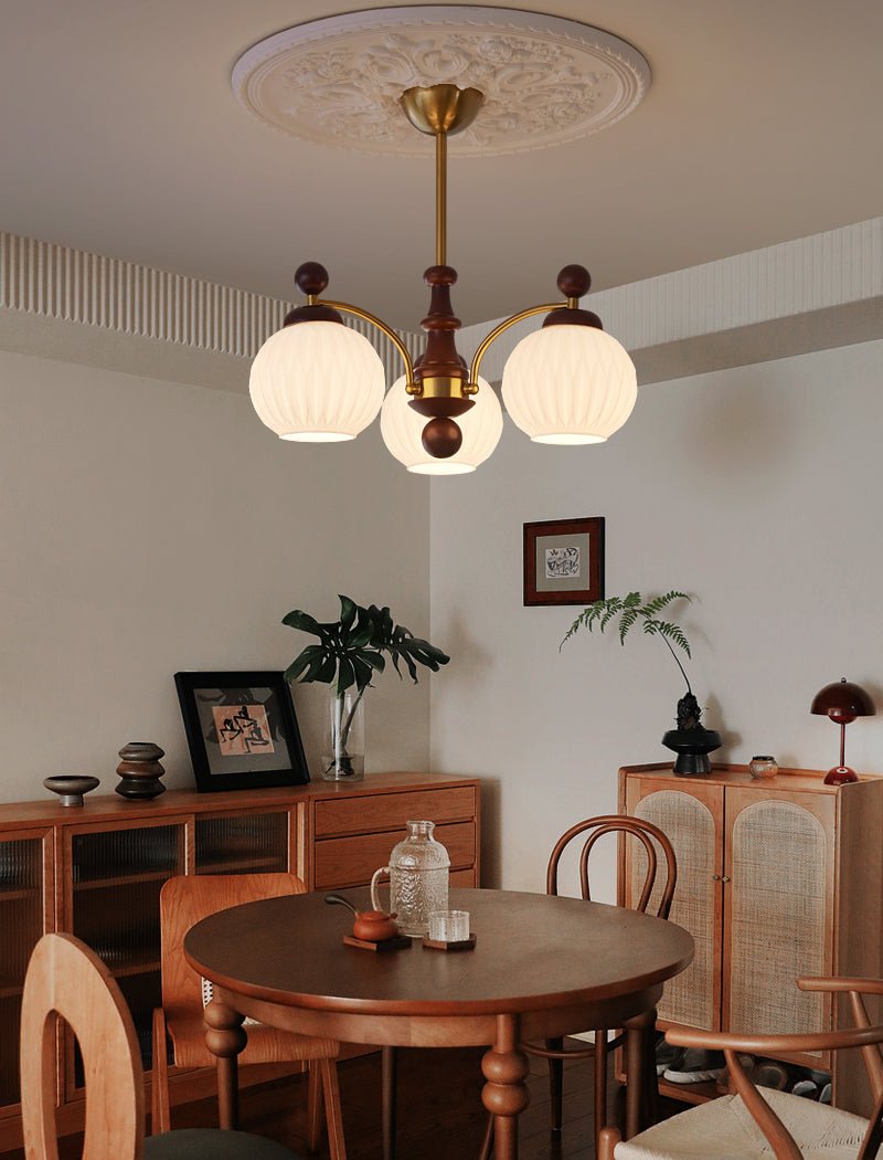 Vedoror Traditionele Klassieke Orb Houten glas Kroonluchter