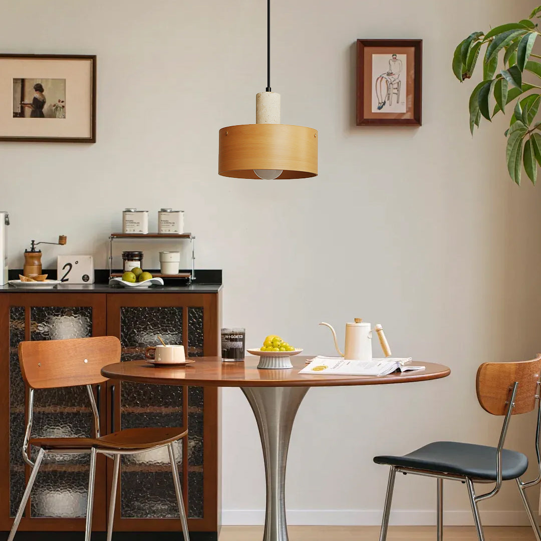 Orelorise hanglamp in walnootkleur en beige