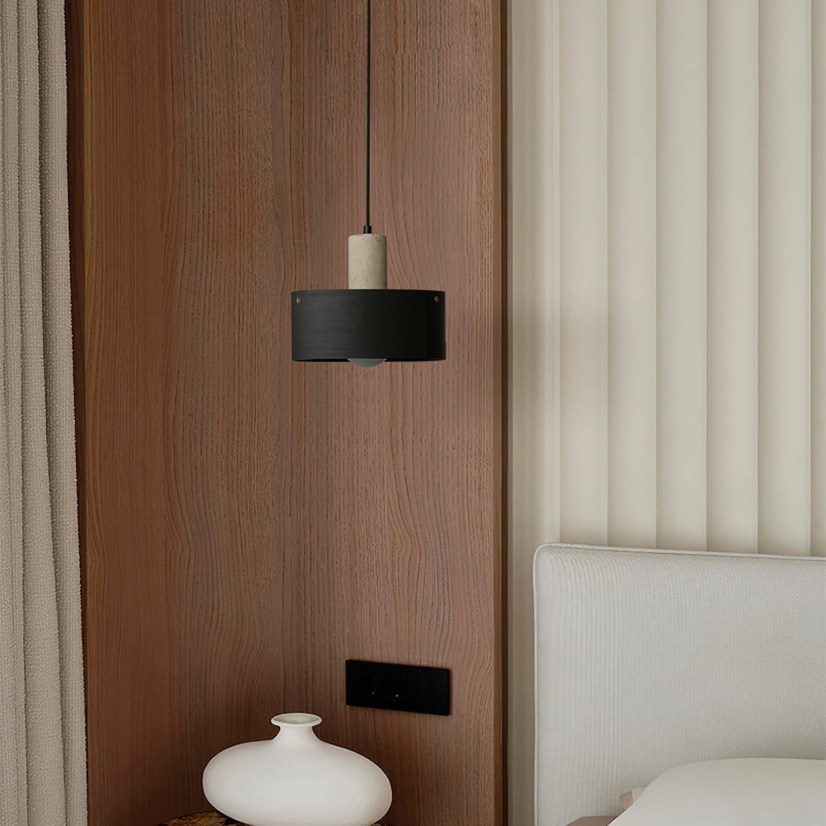 Orelorise hanglamp in walnootkleur en beige
