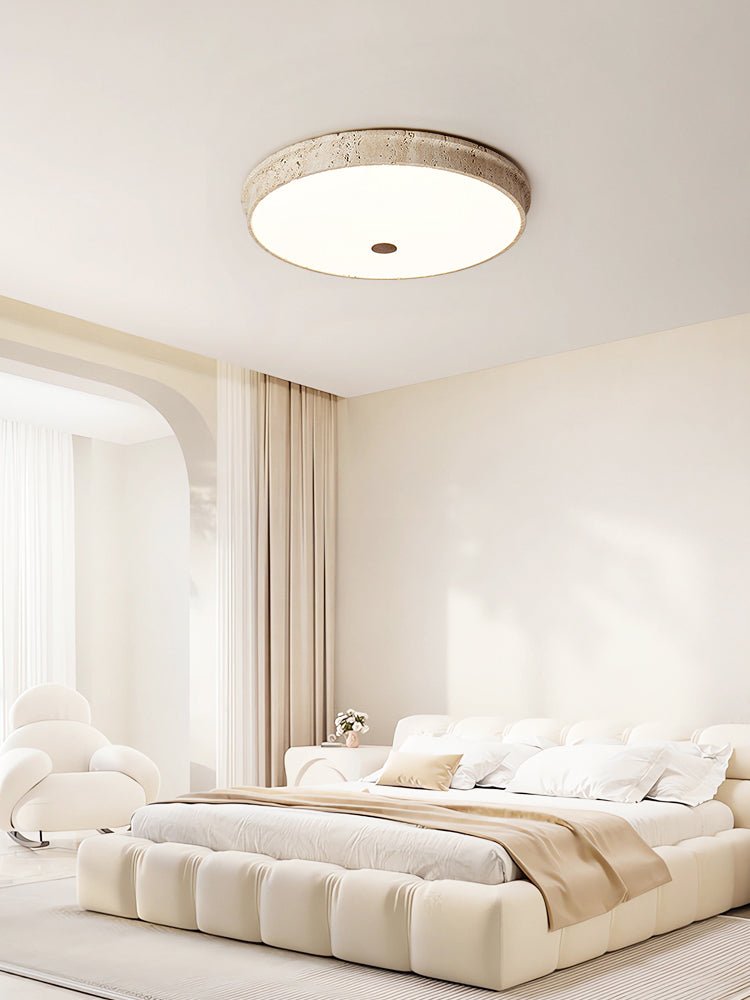 Seriraine plafondlamp met geel travertin