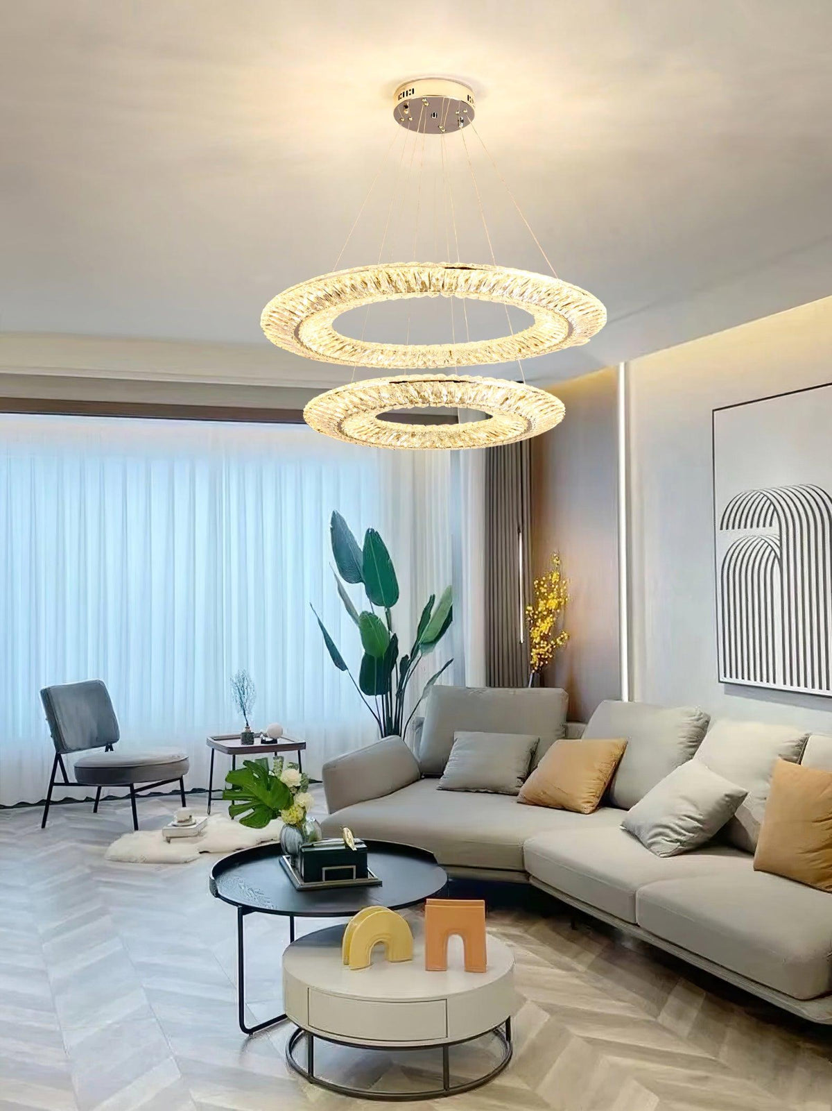 Tev Geometric kroonluchter met kristallen LED elegant