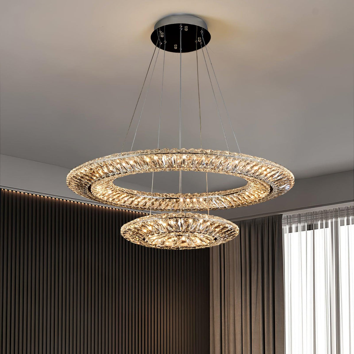 Tev Geometric kroonluchter met kristallen LED elegant